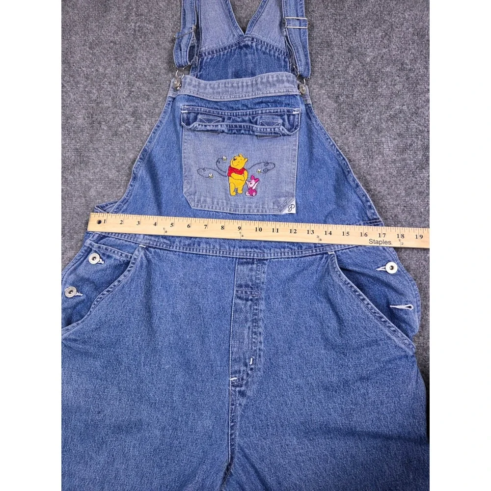 Disney Pooh Denim Overalls Womens Large Blue Winnie the Pooh Piglet Embroidered - Picture 7 of 14